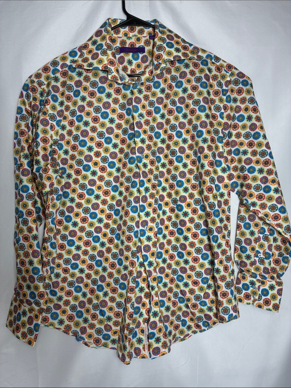 Kuhlman Men's Multicolor Medallion Kaleidoscope Long-Sleeve Button-Up Size 42